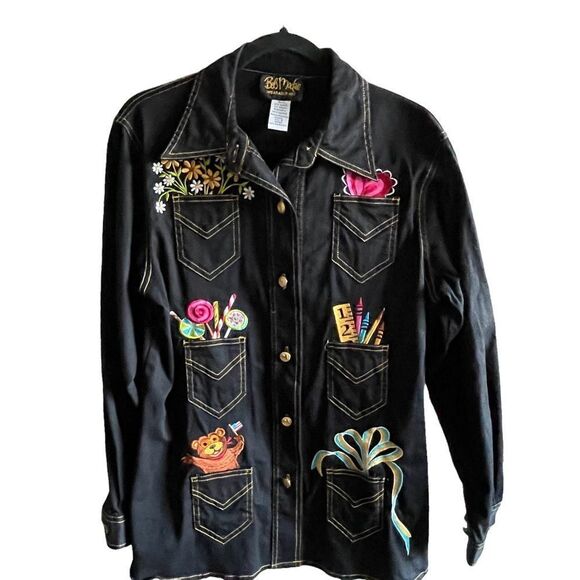 Bob Mackie ~ Wearable Art ~ Black Shacket ~ size Small - Picture 1 of 15